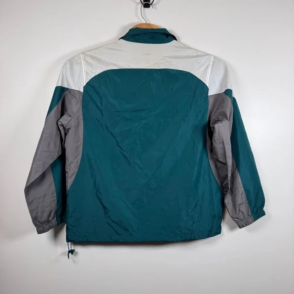 Vintage Philadelphia Eagles Mens Large Windbreaker Jacket Full Zip Green Grey